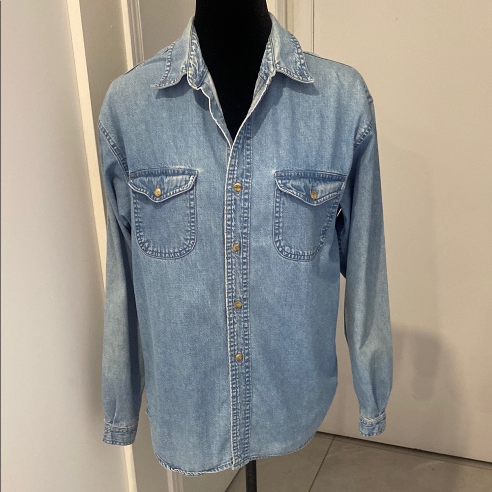 FINELINE CLASSIC DENIM Men’s long sleeved Cotton Button-Up Shirt Size X-Large